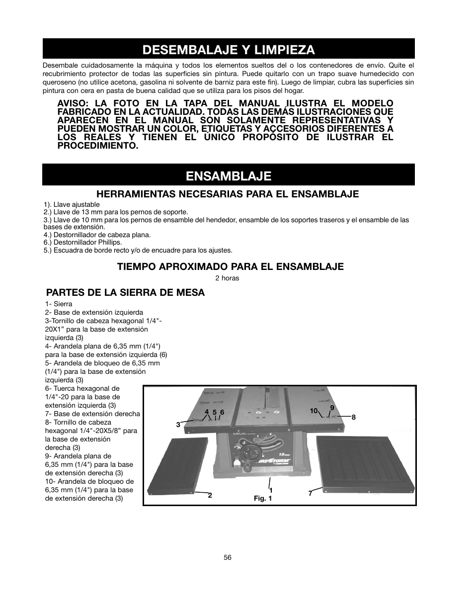 Ensamblaje desembalaje y limpieza | Black & Decker FIRESTORM FS210LS User Manual | Page 56 / 68