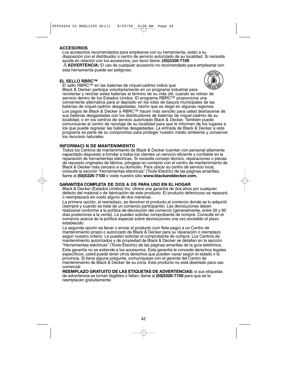 Black & Decker 90504494 User Manual | Page 42 / 44