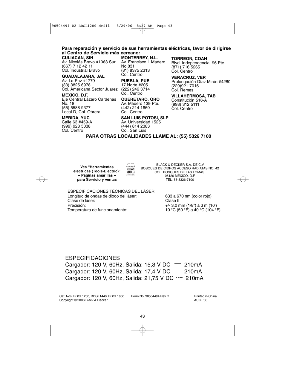 Black & Decker 90504494 User Manual | Page 43 / 44