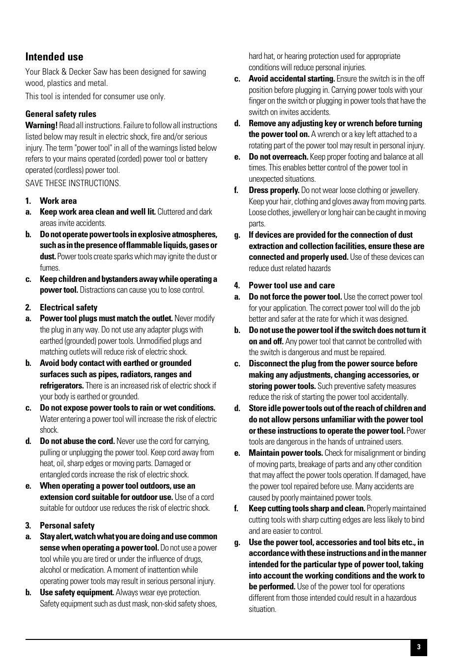 Intended use | Black & Decker 90510288 User Manual | Page 3 / 12
