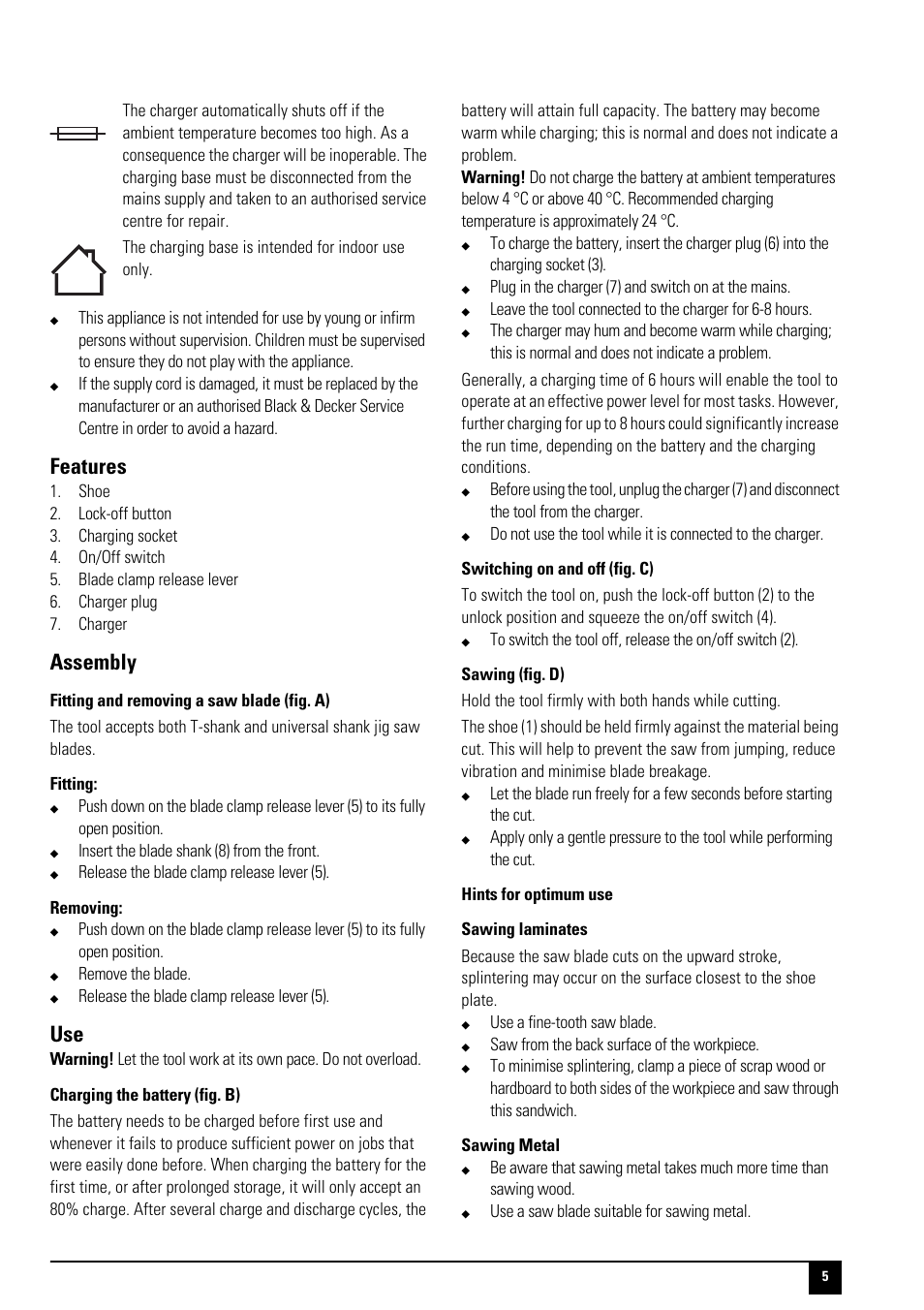 Features, Assembly | Black & Decker 90510288 User Manual | Page 5 / 12