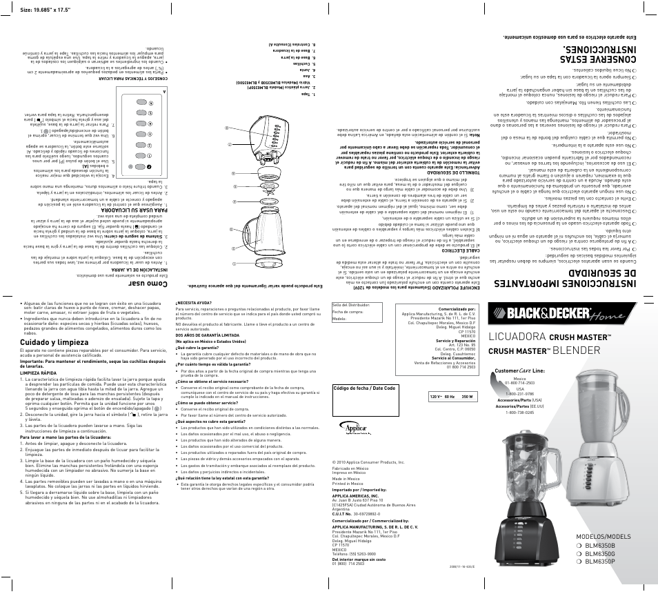 Black & Decker Crush Master BLM6350B User Manual | 2 pages