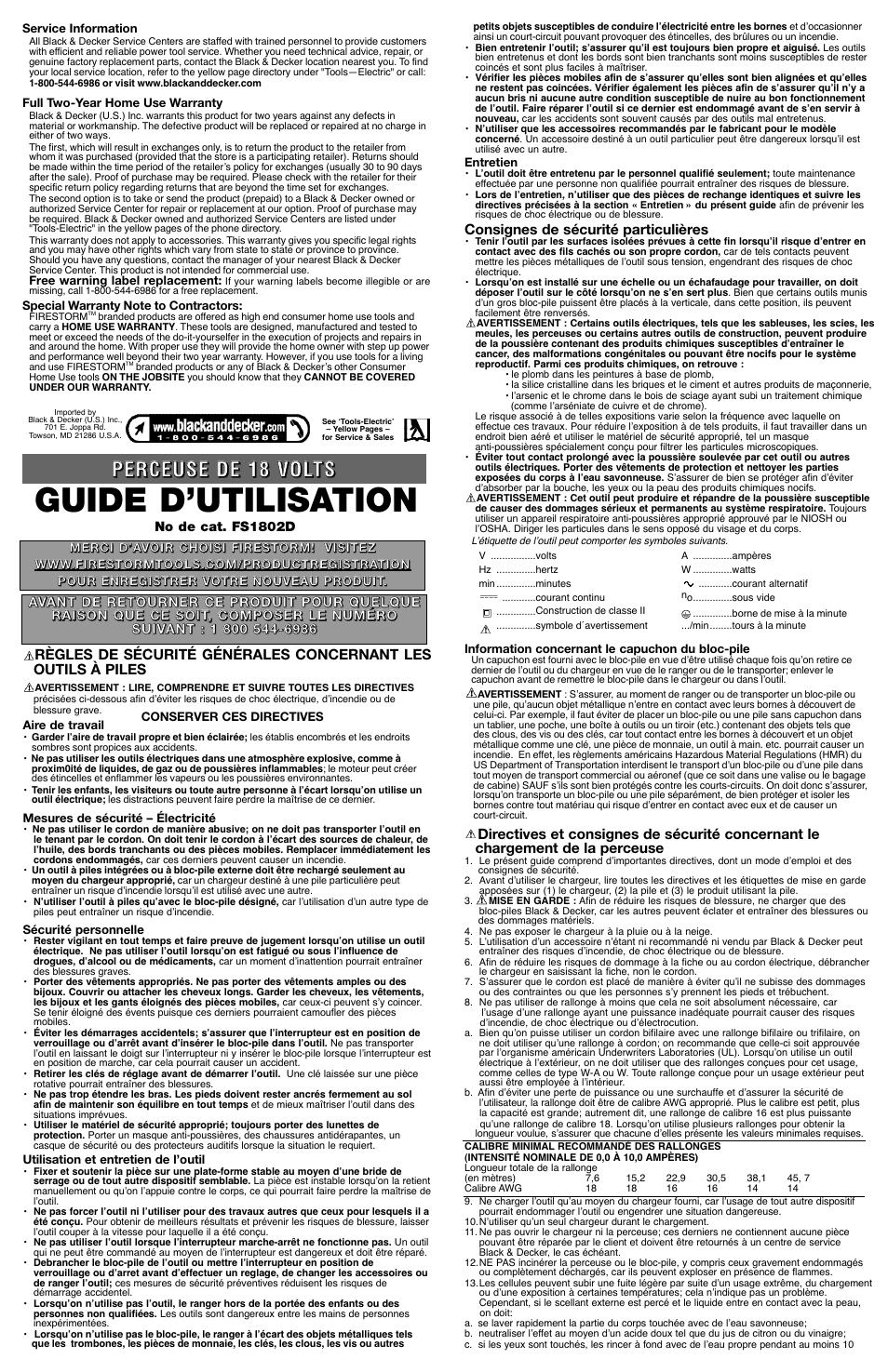 Guide d’utilisation | Black & Decker FireStorm 90502477 User Manual | Page 3 / 7