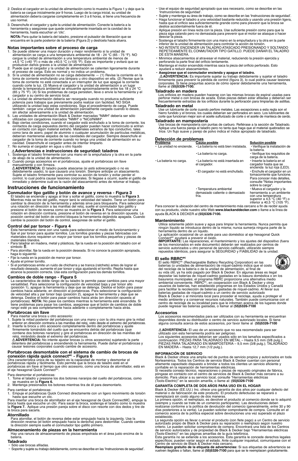 Instrucciones de funcionamiento | Black & Decker FireStorm 90502477 User Manual | Page 6 / 7