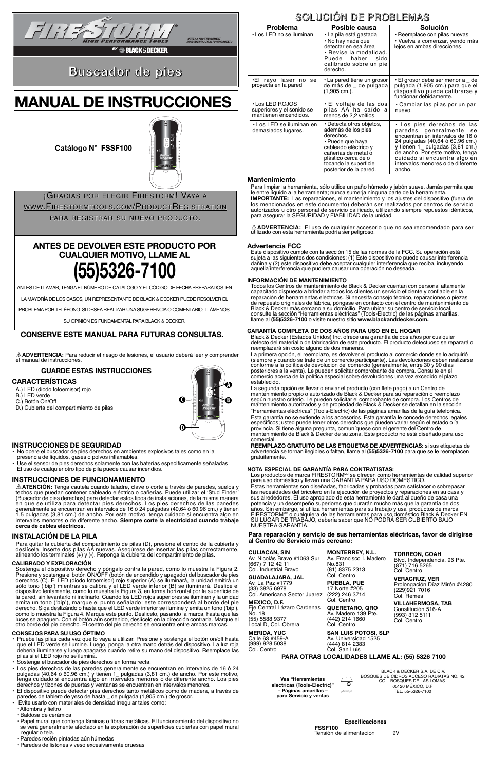 Manual de instrucciones | Black & Decker Fire Storm FSSF100 User Manual | Page 3 / 3