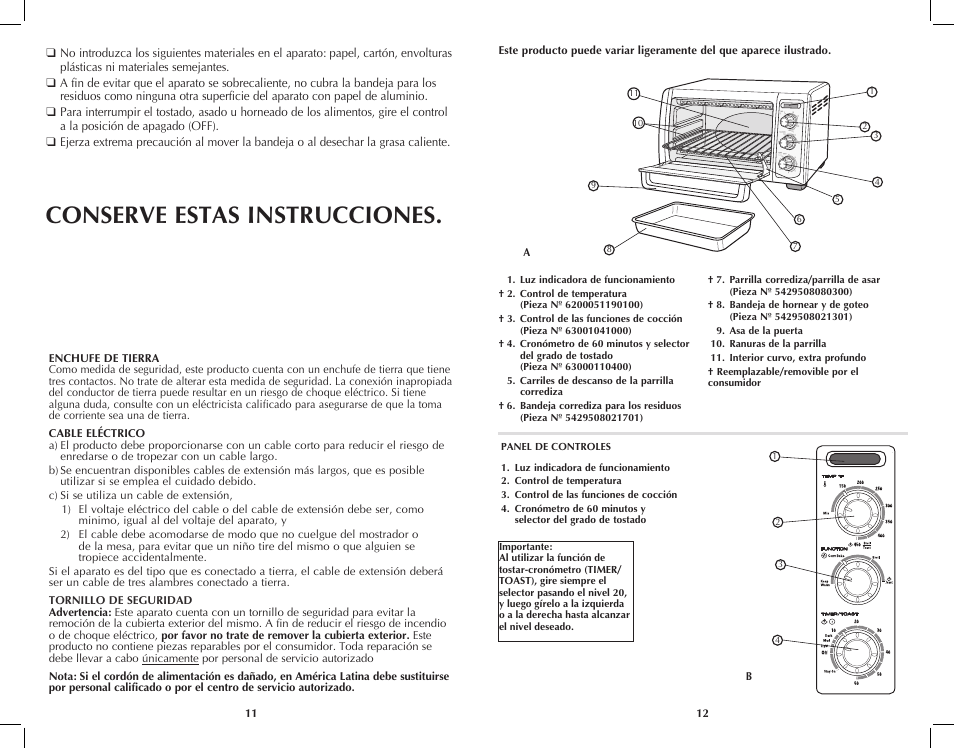 Conserve estas instrucciones | Black & Decker TRO4070 User Manual | Page 7 / 19