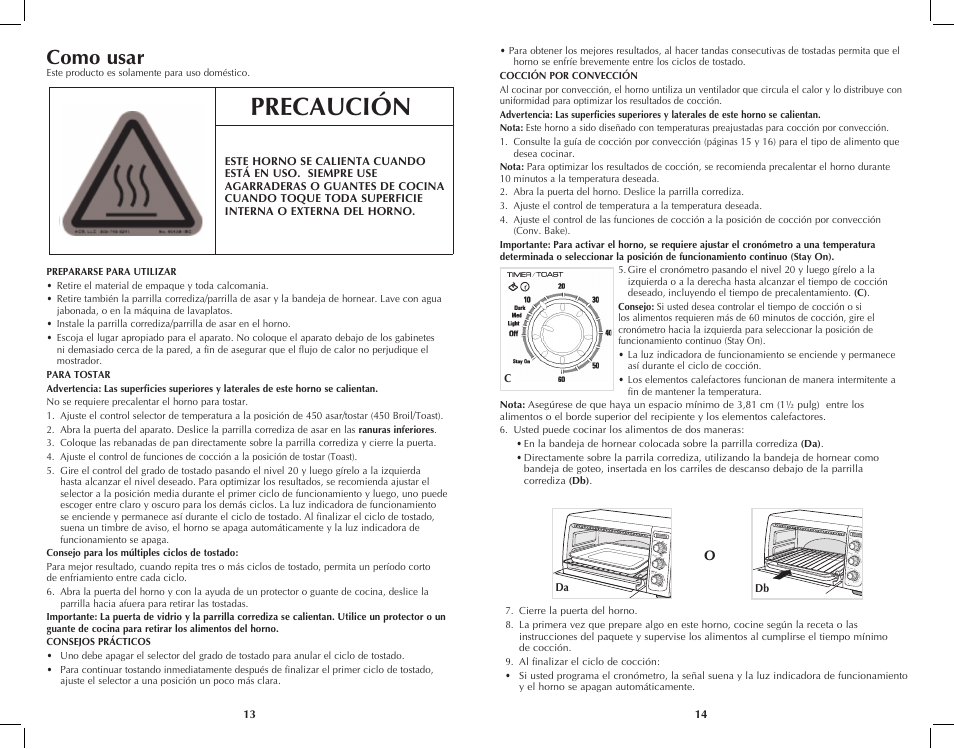 Precaución, Como usar | Black & Decker TRO4070 User Manual | Page 8 / 19