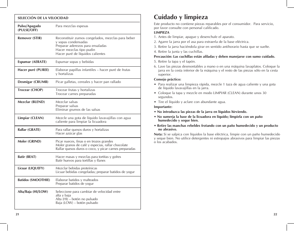 Cuidado y limpieza | Black & Decker BLC12750HMS User Manual | Page 12 / 17