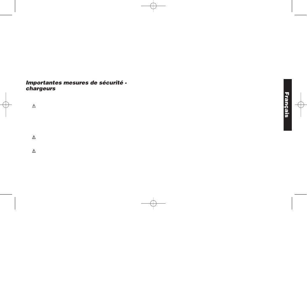 Importantes mesures de sécurité - chargeurs, Français | Black & Decker DW901 User Manual | Page 12 / 26