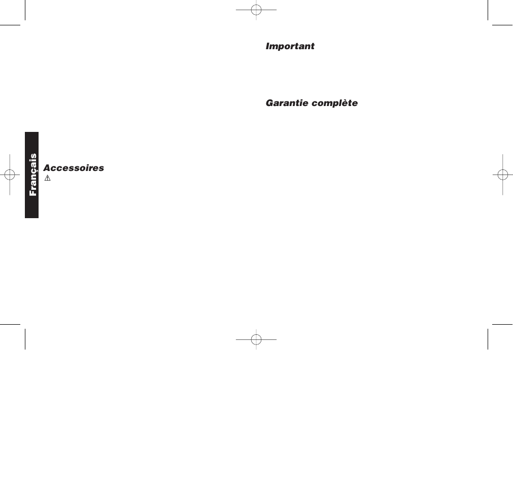 Accessoires, Important, Garantie complète | Français | Black & Decker DW901 User Manual | Page 17 / 26