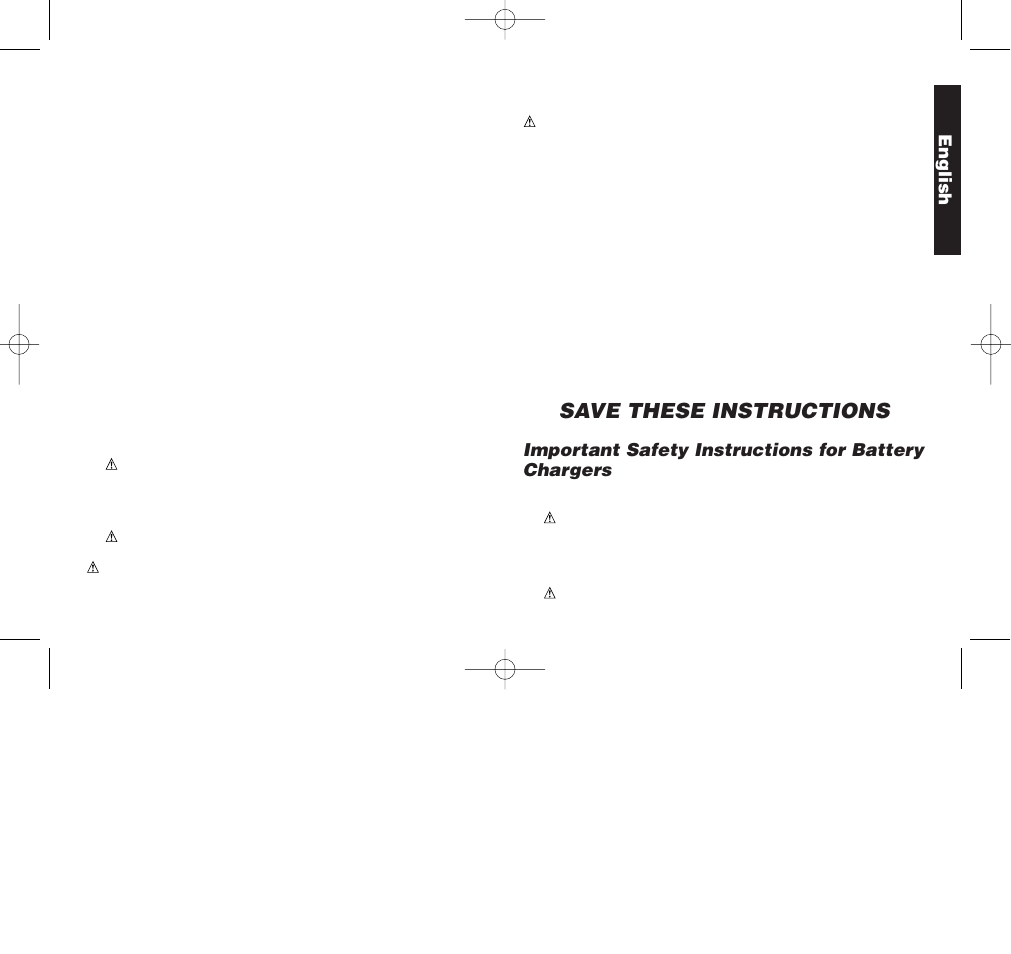Save these instructions, Important safety instructions for battery chargers, English | Black & Decker DW901 User Manual | Page 4 / 26