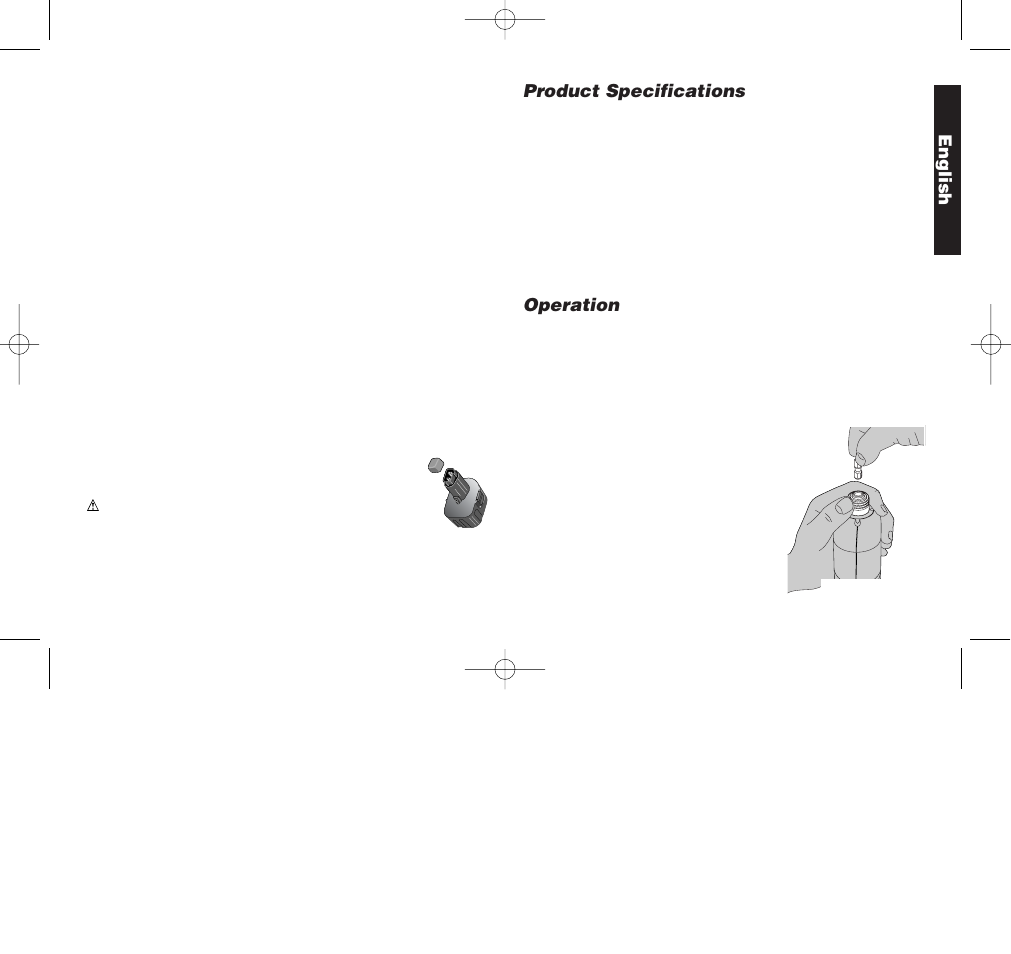 Product specifications, Operation, English | Black & Decker DW901 User Manual | Page 6 / 26