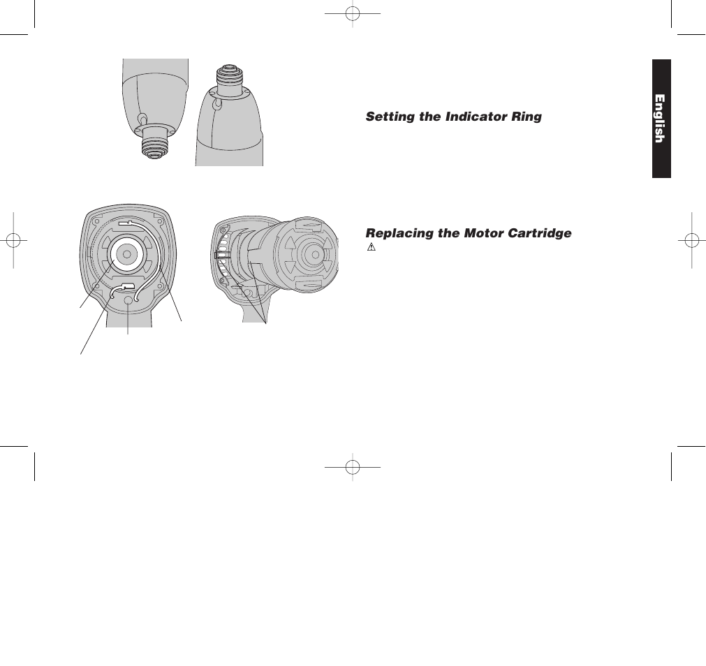 Setting the indicator ring, Replacing the motor cartridge, English | Black & Decker DW901 User Manual | Page 8 / 26