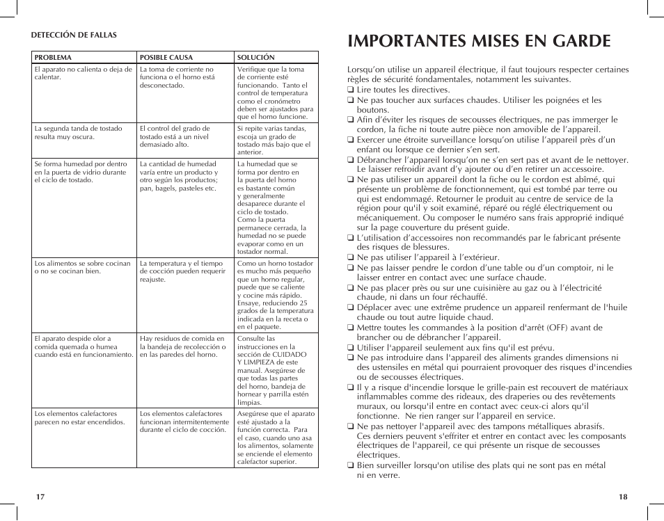 Importantes mises en garde | Black & Decker TRO390B User Manual | Page 10 / 17