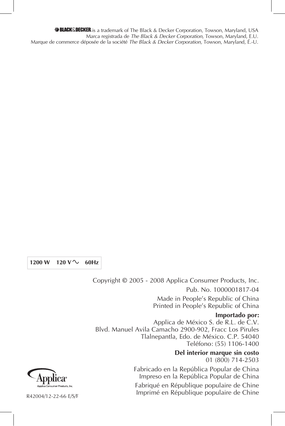 Black & Decker TRO390B User Manual | Page 17 / 17