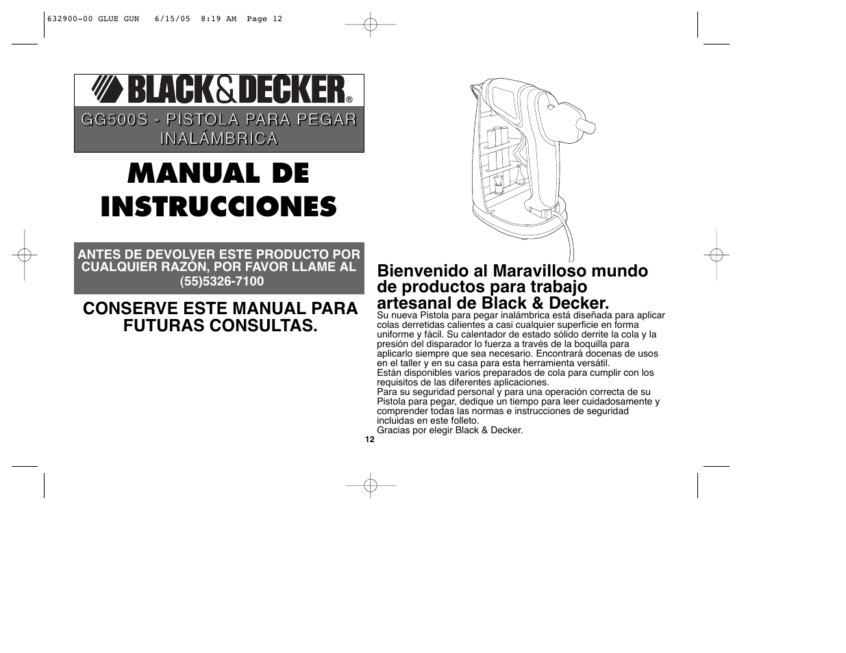 Manual de instrucciones | Black & Decker GG500S User Manual | Page 12 / 18