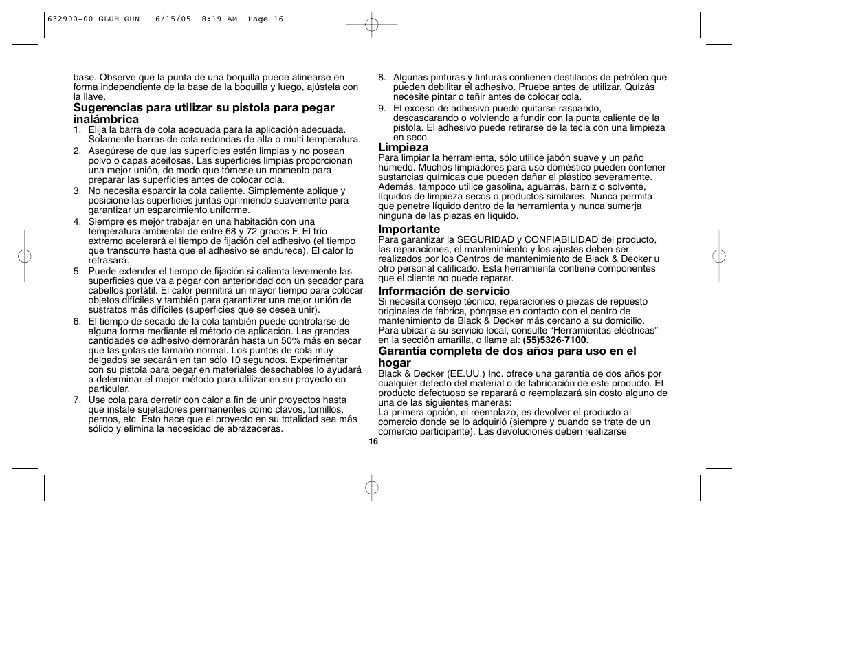 Black & Decker GG500S User Manual | Page 16 / 18