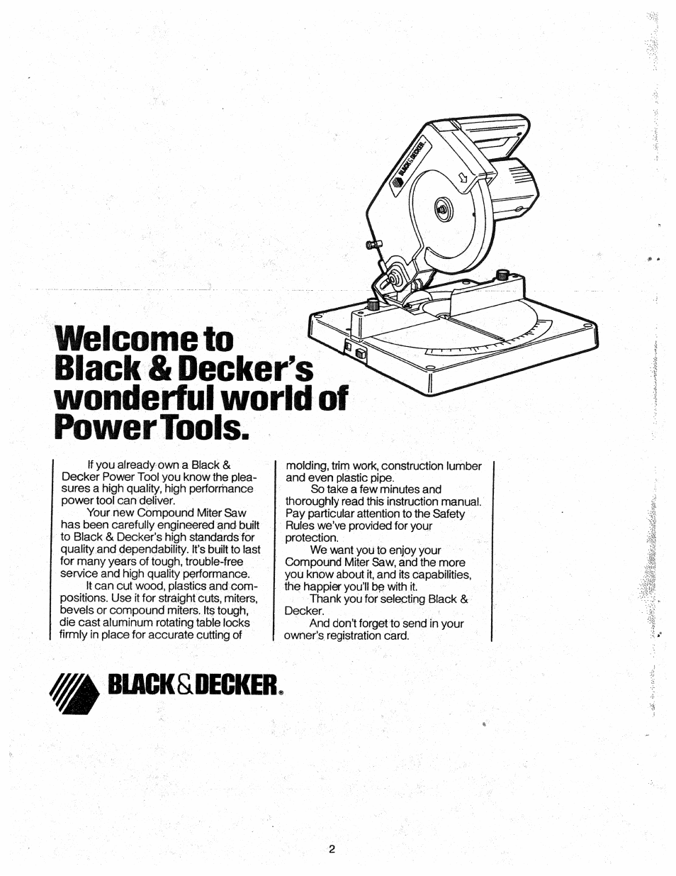 Blacksidecker | Black & Decker 81/4" COMPUND MITER SAW 9425 User Manual | Page 2 / 12