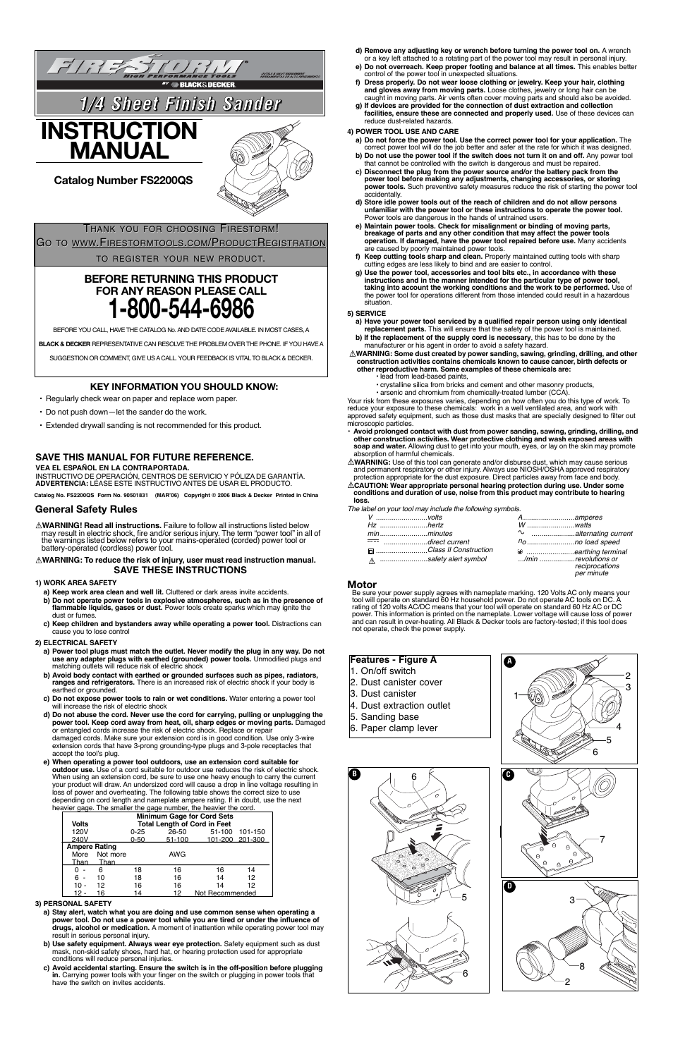 Black & Decker Fire Storm FS2200QS User Manual | 6 pages