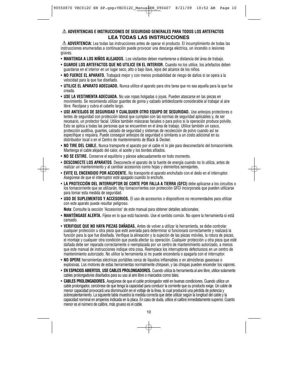 Black & Decker Start-It VEC012C User Manual | Page 11 / 19