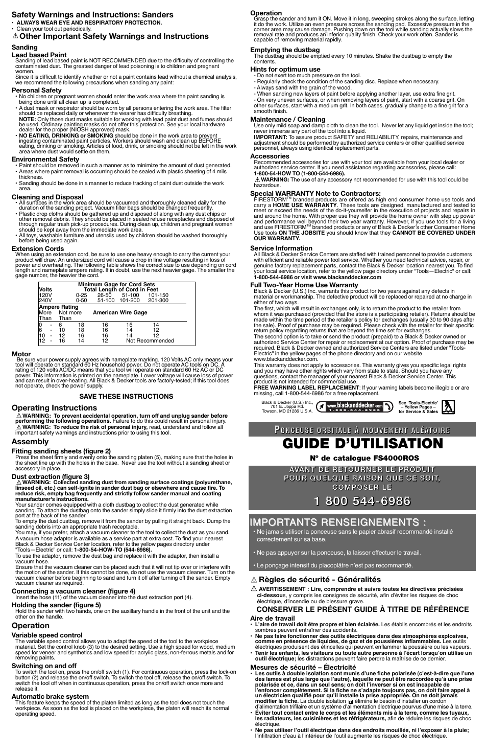 Guide d’utilisation, Impor | Black & Decker Fire Storm FS4000ROS User Manual | Page 2 / 5