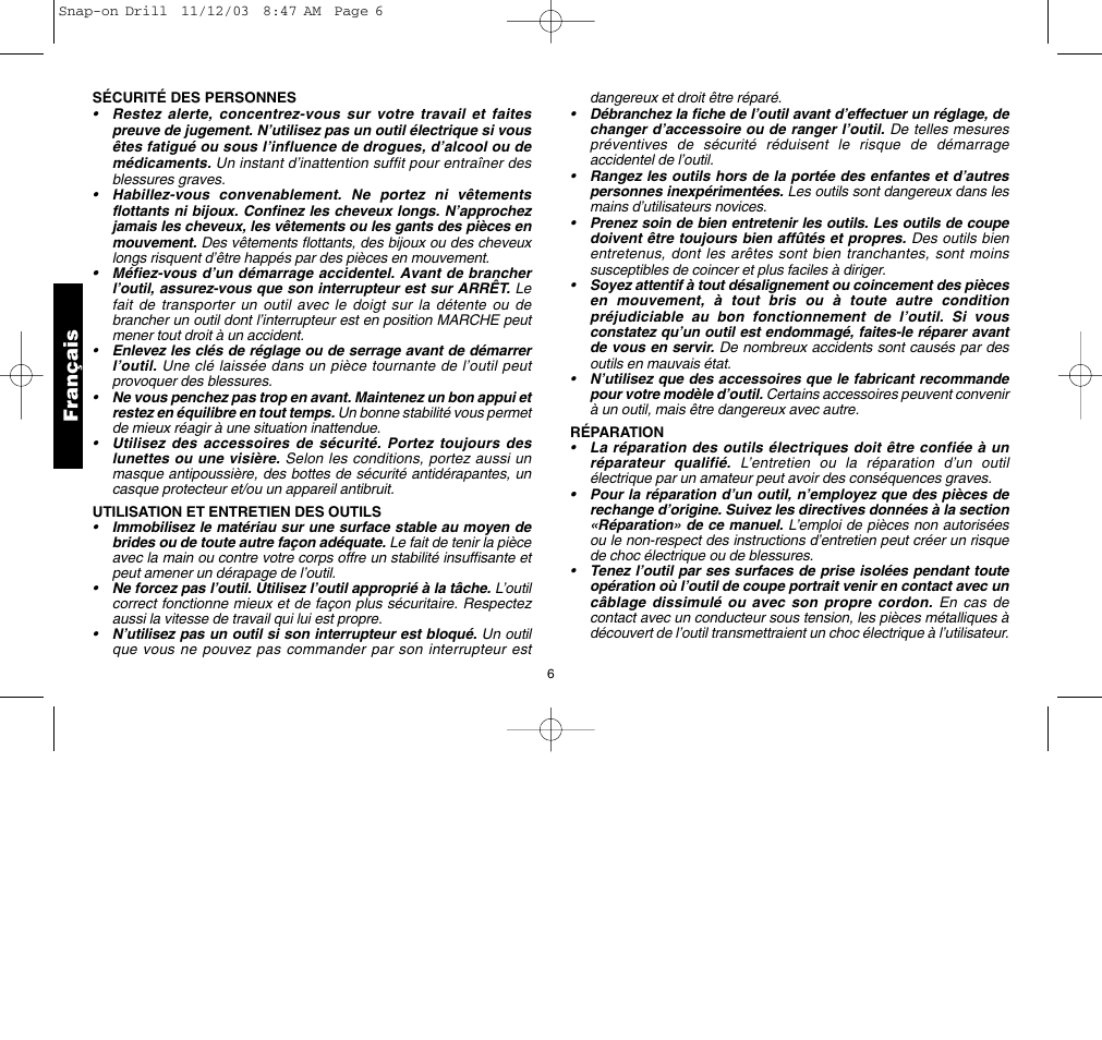 Français | Black & Decker ET1265 User Manual | Page 10 / 21
