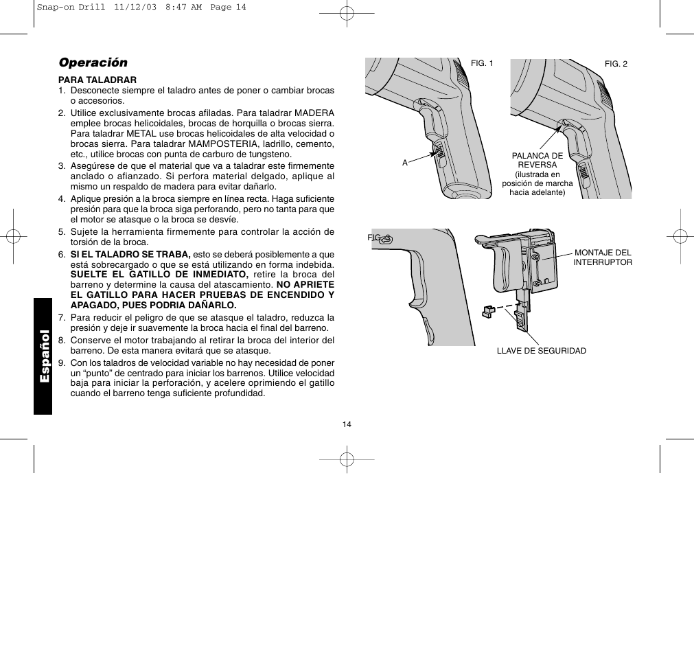 Español, Operación | Black & Decker ET1265 User Manual | Page 18 / 21