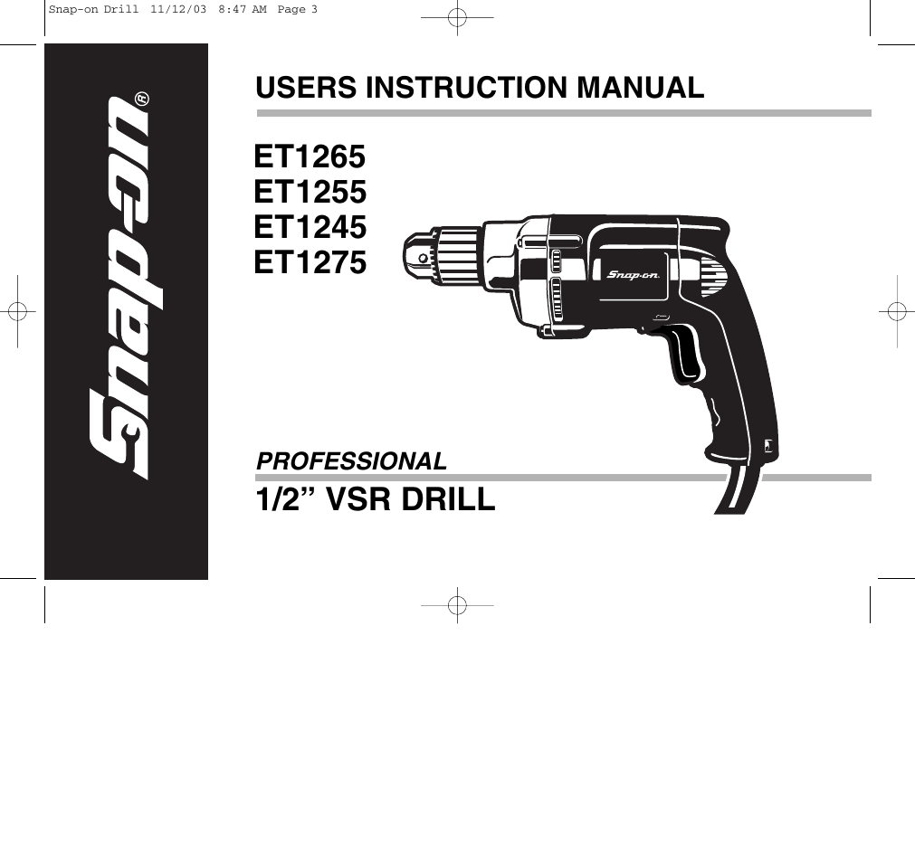 1/2” vsr drill | Black & Decker ET1265 User Manual | Page 3 / 21