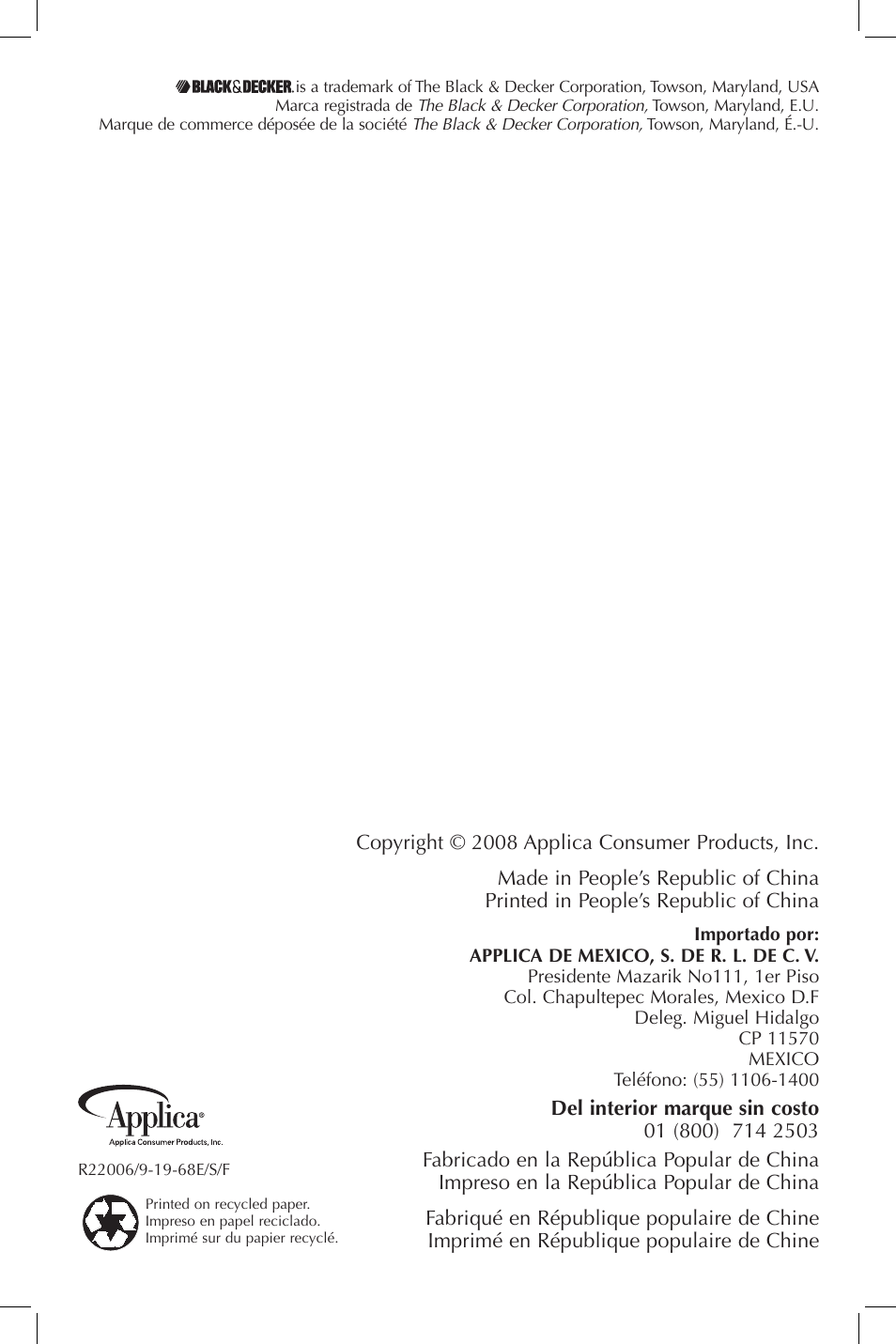 Black & Decker First Impressions ICR517 User Manual | Page 13 / 13