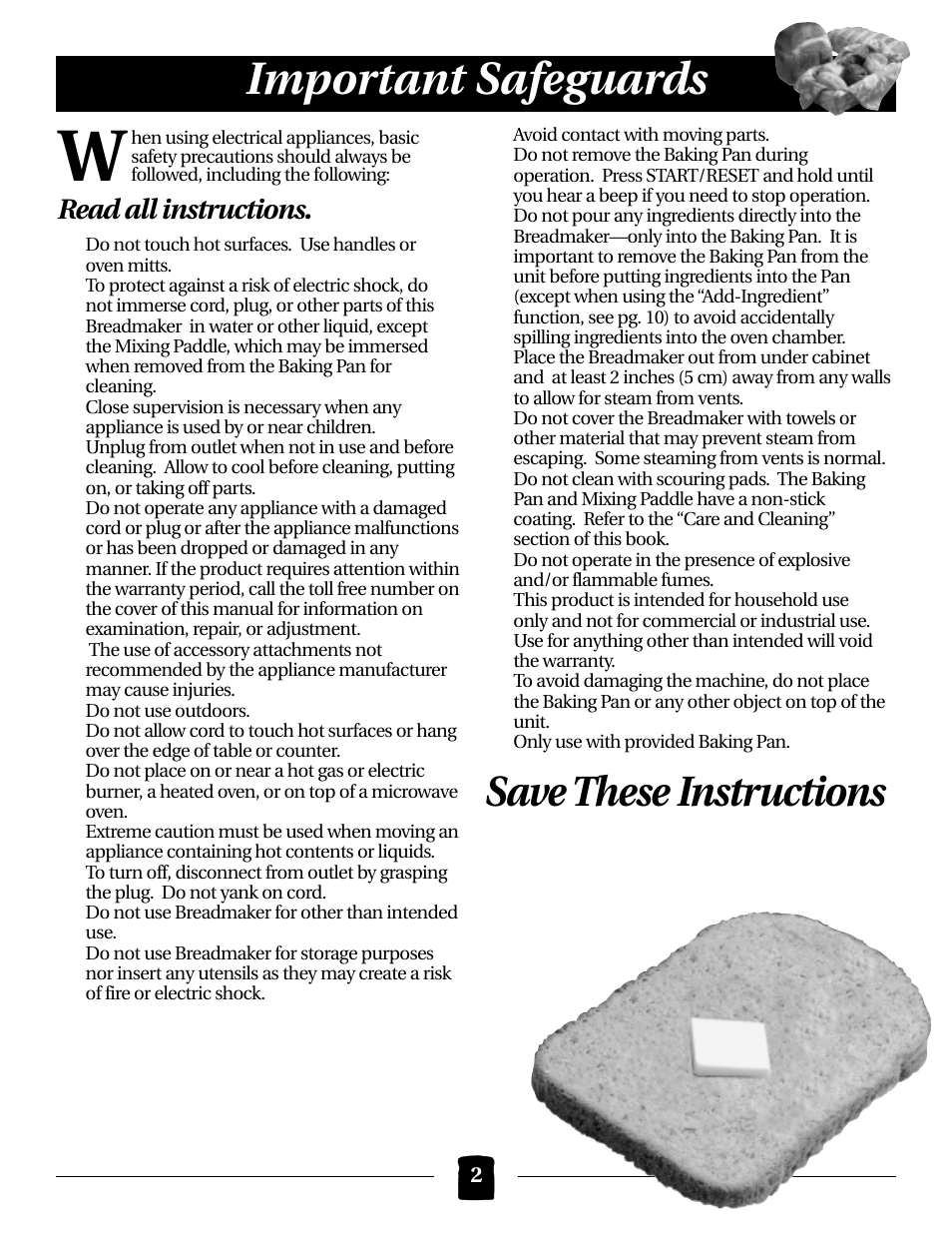 Important safeguards, Save these instructions, Read all instructions | Black & Decker B2000 User Manual | Page 2 / 32
