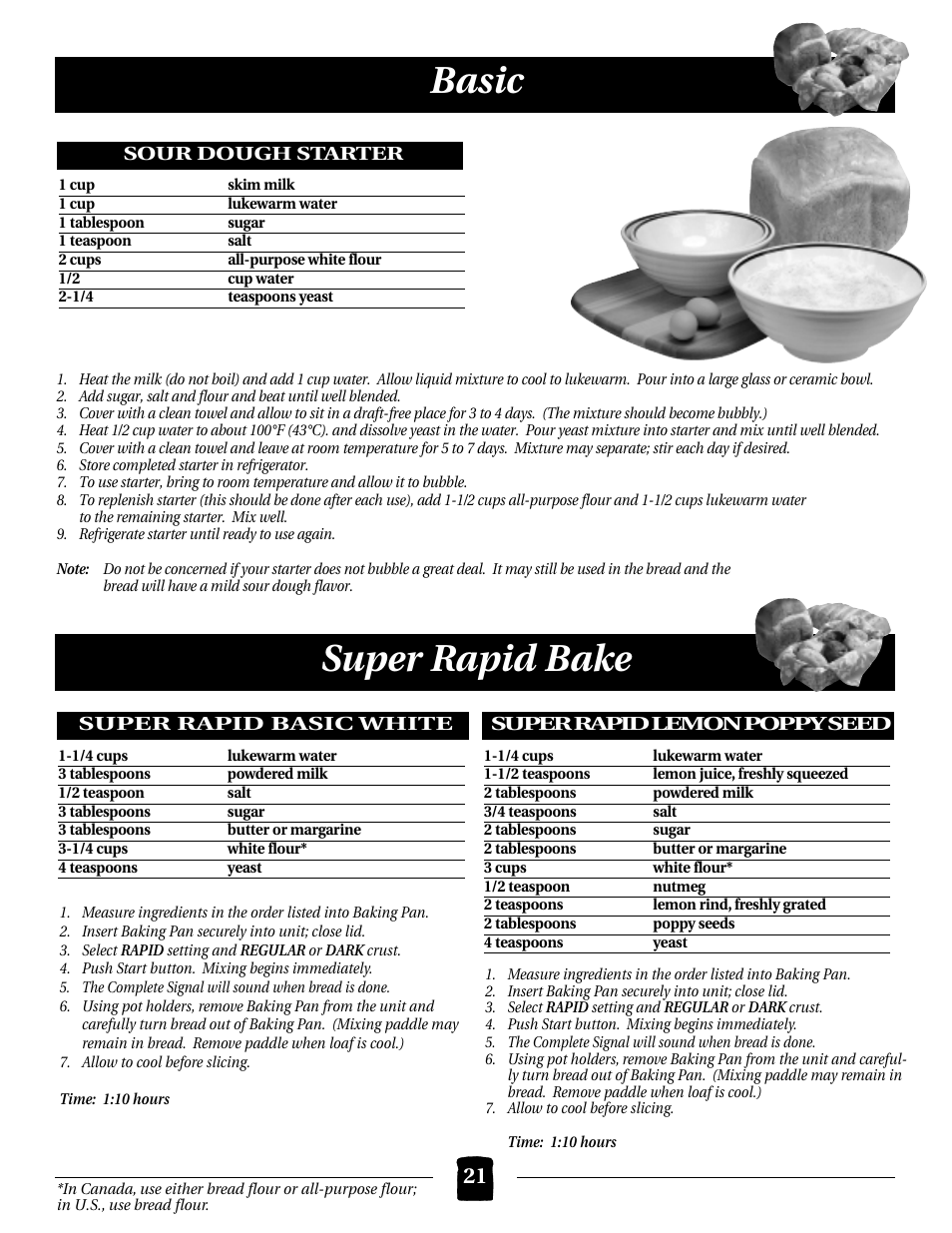 Basic, Super rapid bake | Black & Decker B2000 User Manual | Page 21 / 32