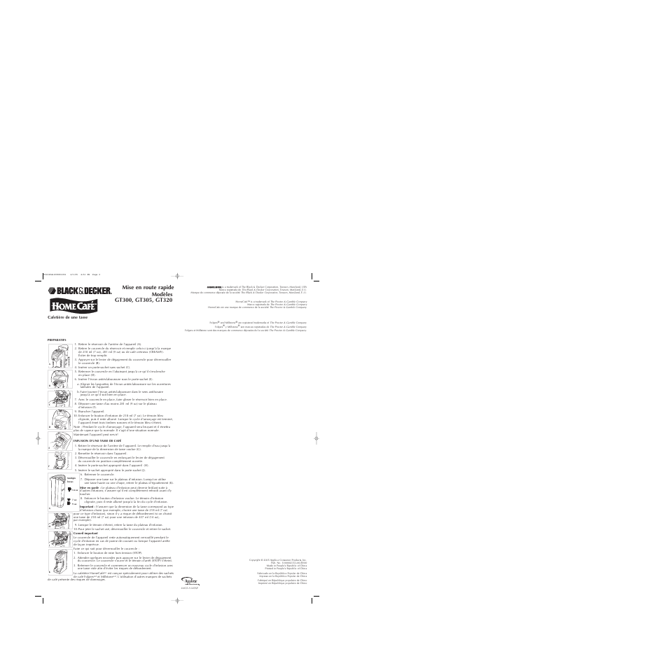 Black & Decker HOME CAFE GT320 User Manual | Page 2 / 2