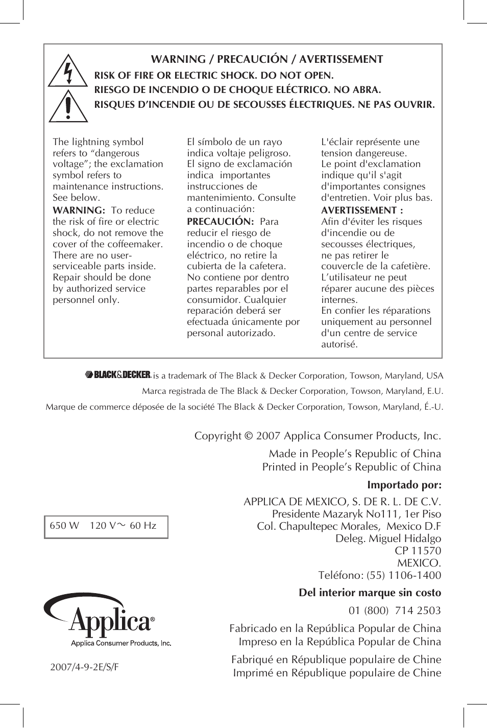 Black & Decker DCM600W User Manual | Page 13 / 13