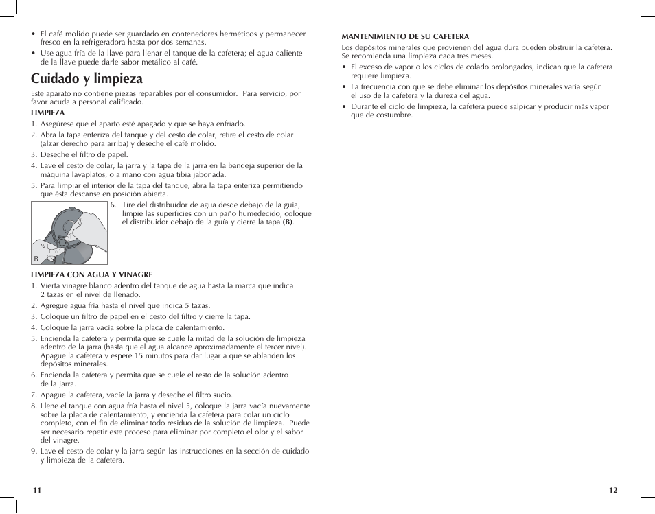 Cuidado y limpieza | Black & Decker DCM600W User Manual | Page 7 / 13