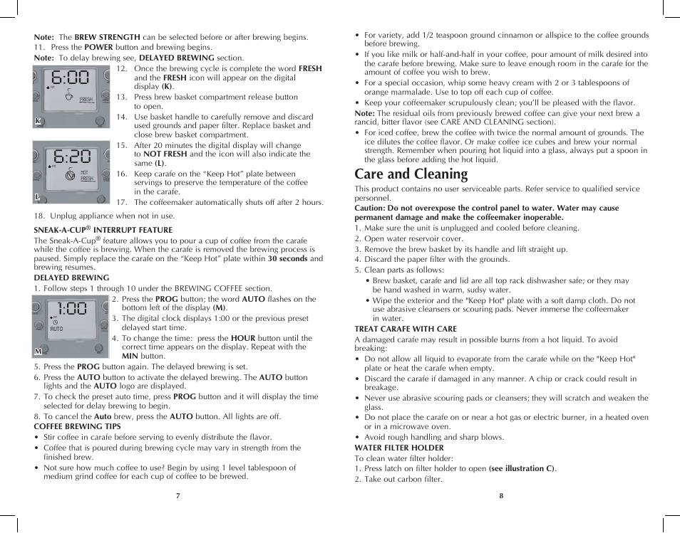 Care and cleaning | Black & Decker DCM3250B User Manual | Page 5 / 19