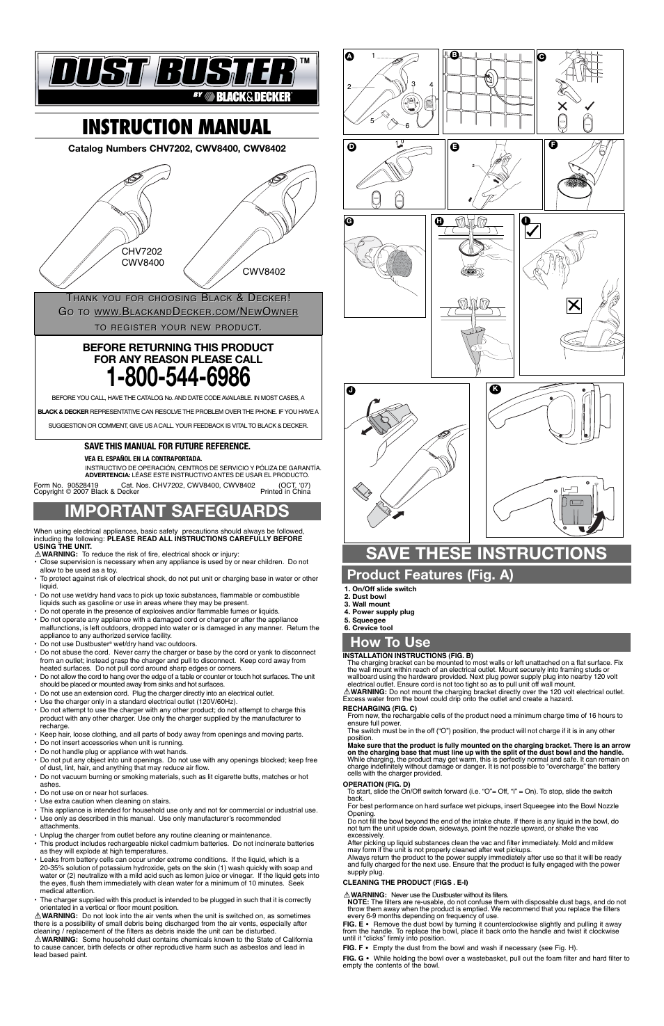 Black & Decker Dust Buster CWV8400 User Manual | 4 pages