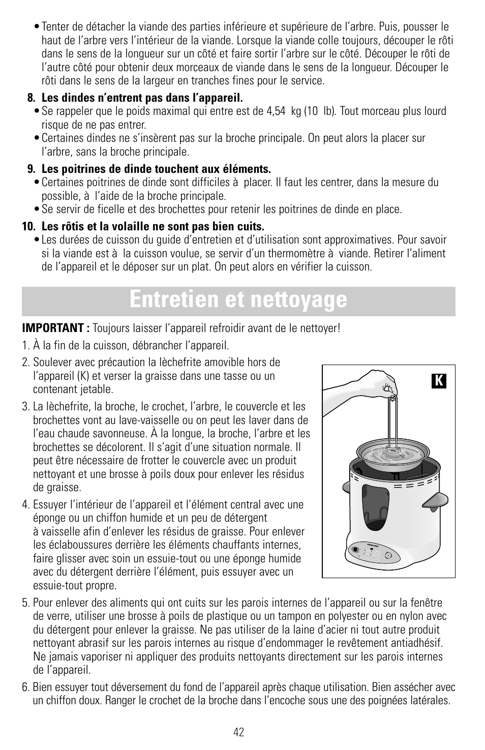 Entretien et nettoyage | Black & Decker SMARTROTISSERIE RTS600 User Manual | Page 43 / 52