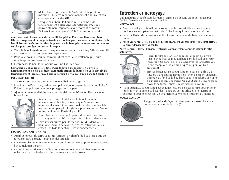 Entretien et nettoyage | Black & Decker CK1500R User Manual | Page 10 / 13