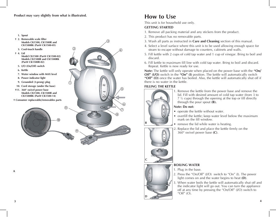 How to use | Black & Decker CK1500R User Manual | Page 3 / 13