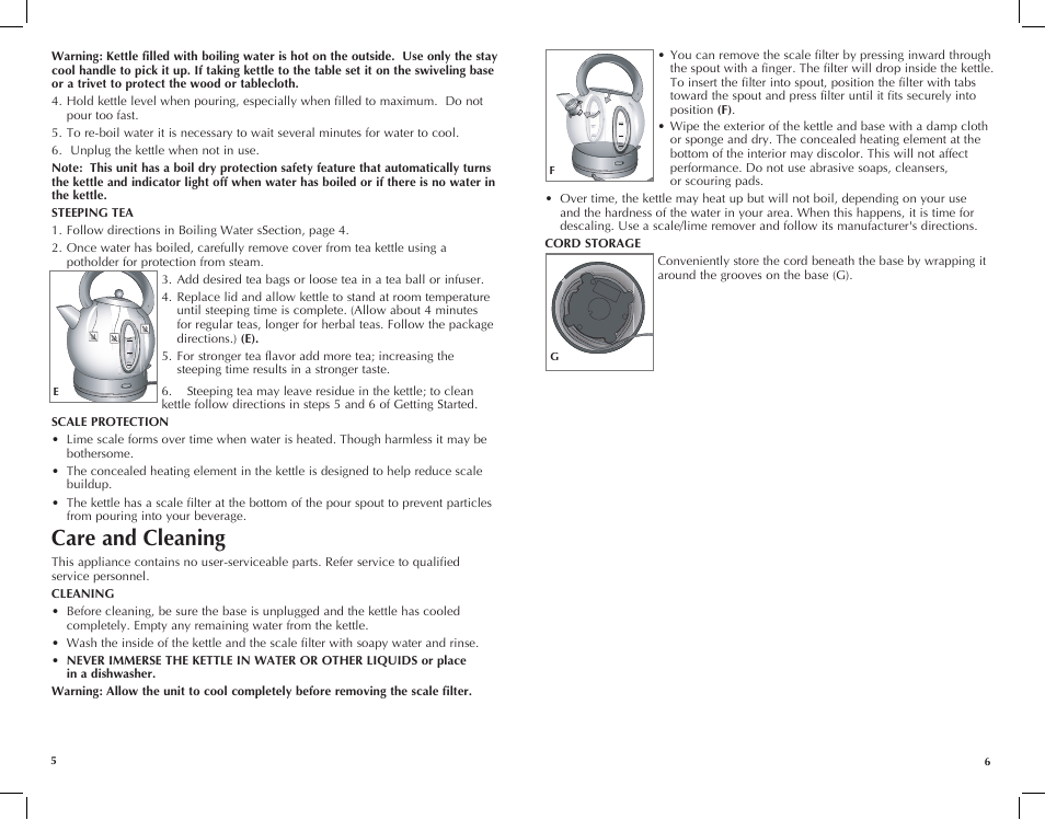 Care and cleaning | Black & Decker CK1500R User Manual | Page 4 / 13