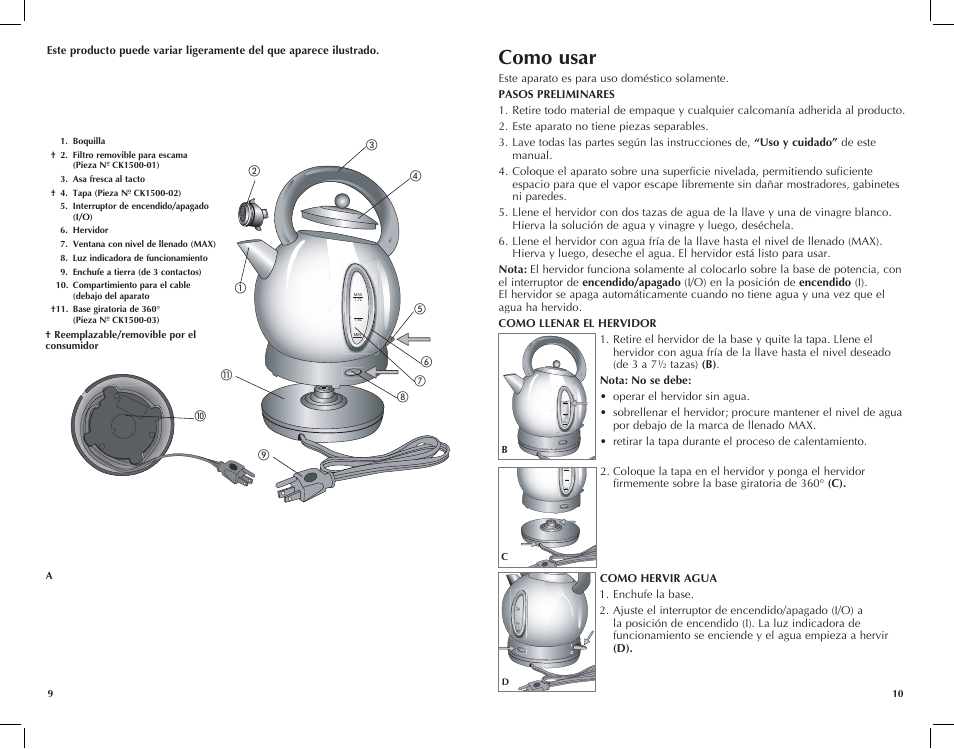 Como usar | Black & Decker CK1500R User Manual | Page 6 / 13