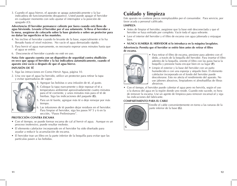 Cuidado y limpieza | Black & Decker CK1500R User Manual | Page 7 / 13