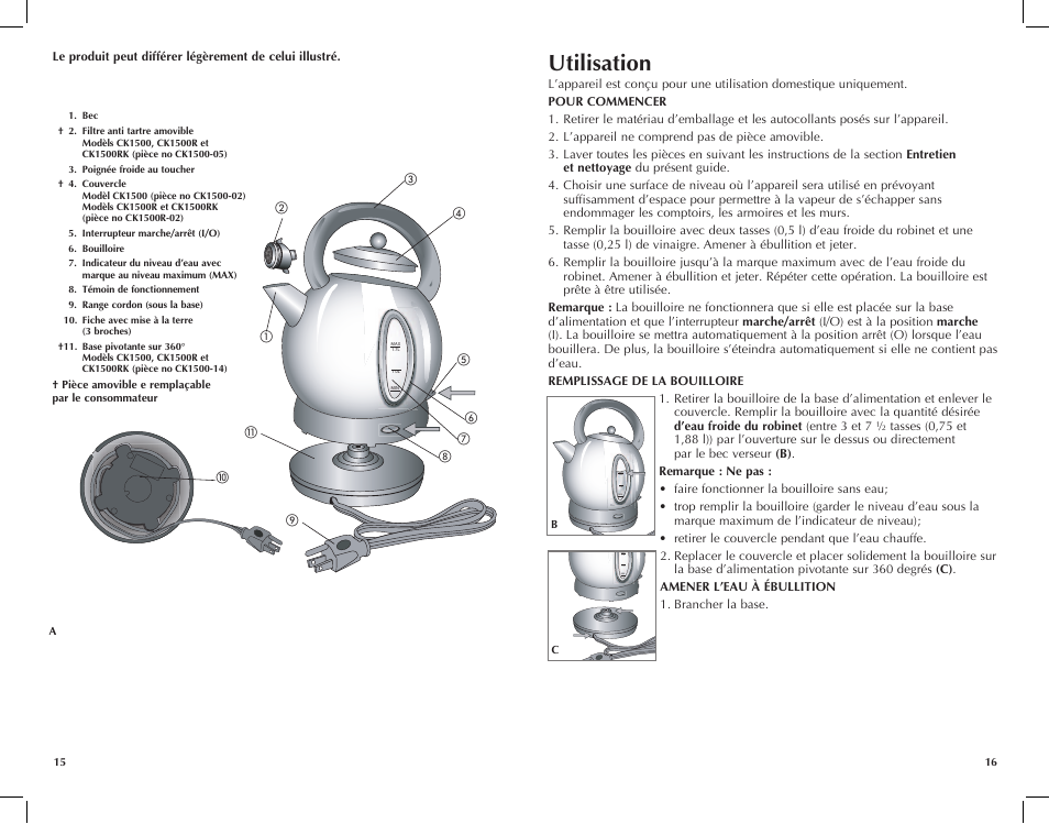 Utilisation | Black & Decker CK1500R User Manual | Page 9 / 13