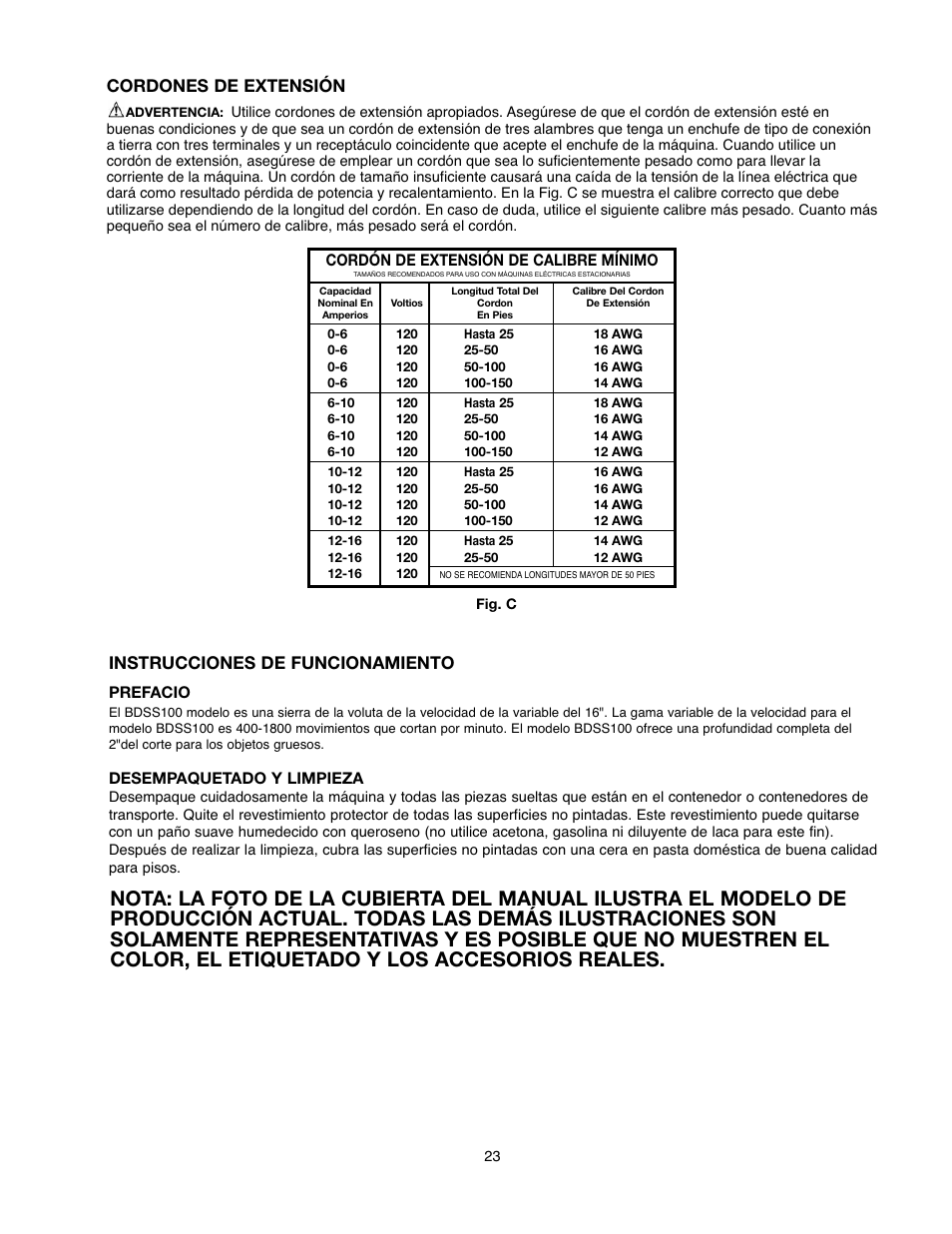 Cordones de extensión, Instrucciones de funcionamiento | Black & Decker 90527840 User Manual | Page 23 / 39