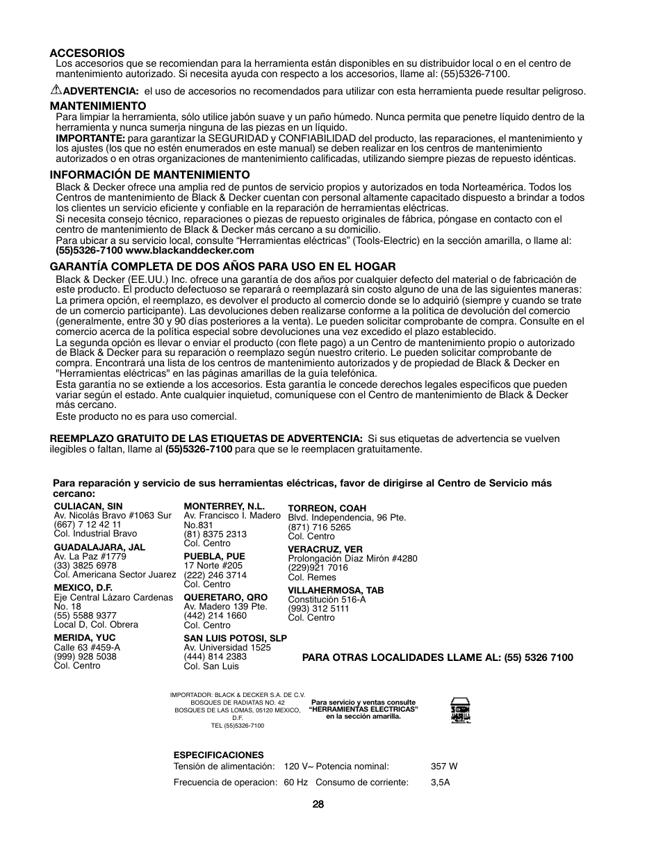 Black & Decker 90527840 User Manual | Page 28 / 39