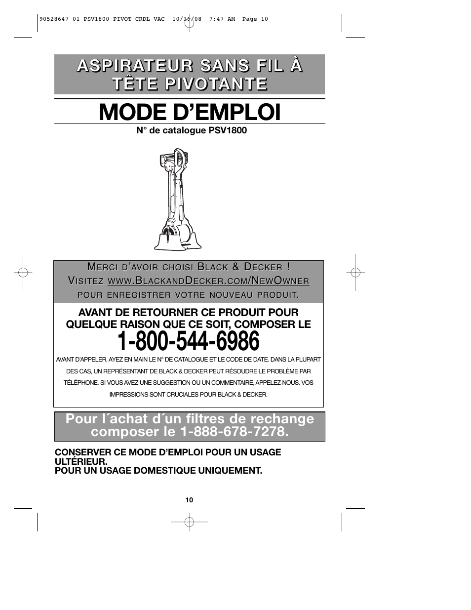 Mode d’emploi | Black & Decker 90528647 User Manual | Page 10 / 24