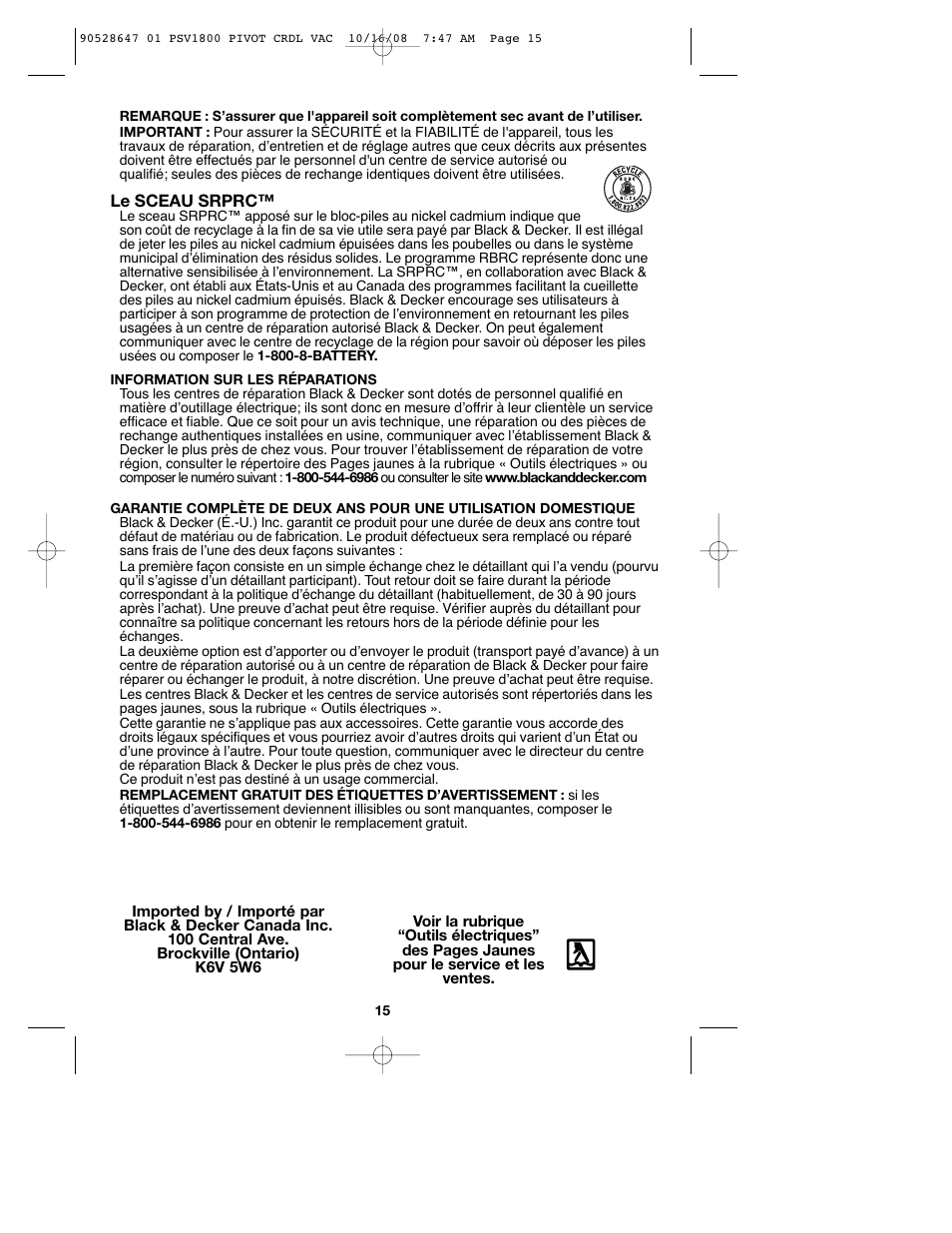 Black & Decker 90528647 User Manual | Page 15 / 24