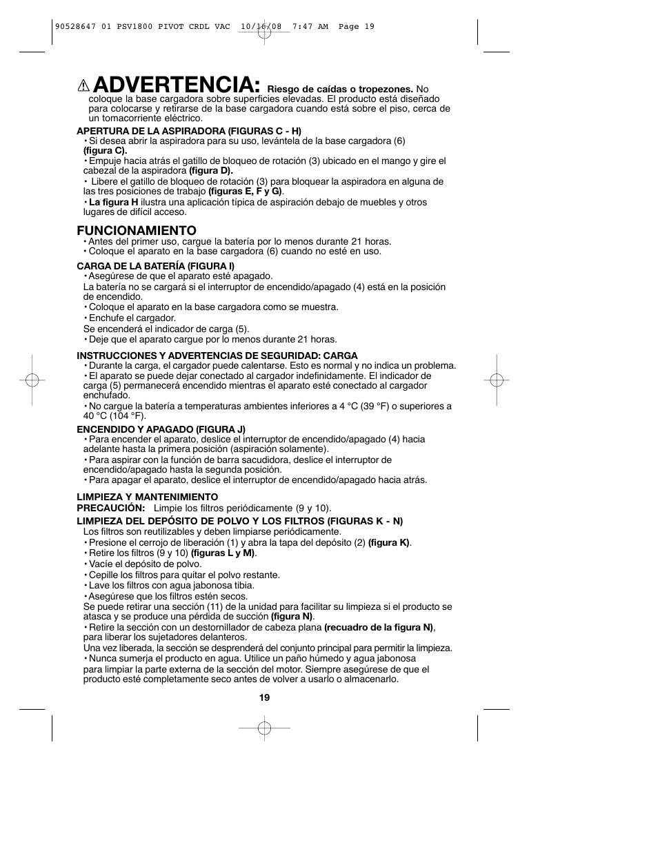 Advertencia | Black & Decker 90528647 User Manual | Page 19 / 24