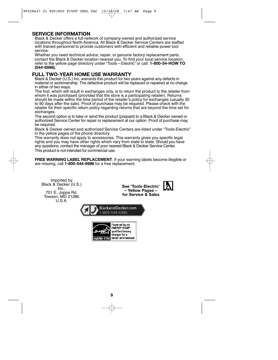 Black & Decker 90528647 User Manual | Page 9 / 24