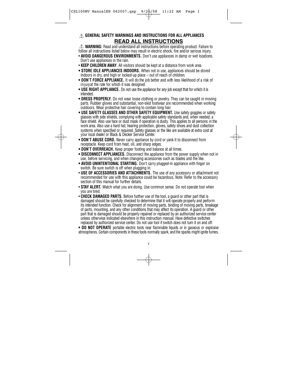 Black & Decker SPORTSPOT 90519934 User Manual | Page 2 / 7